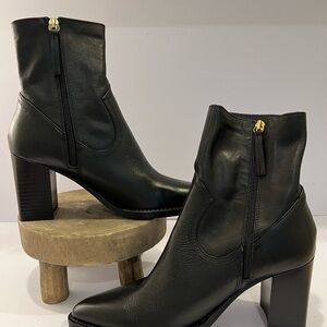 Mango Black Heeled Boots with Minimalist Design NWOT 40Eu